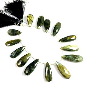 Labradorite Pear Shape Gemstone Beads Briollets 10 Inches Strand