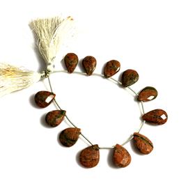 Red Obsidian Pear Shape Shape Gemstone Beads Briollets 10 Inches Strand