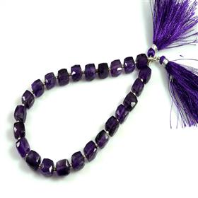 Amethyst Cushion Box Gemstone Beads Strand 10 Inches For Wholesale Buyers