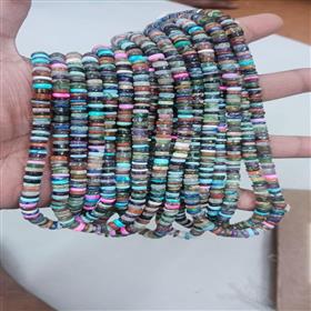 Multi Gemstones Tyre Shape Beads 16 Inches Strand