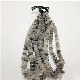 Wholesale Black Rutile Quartz Roundel Gemstone Beads 16 Inches Length
