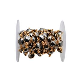 18k Gold Plated Round Pyrite Gemstones Bezel Connector 925 Sterling Silver Chains