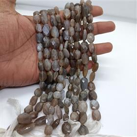 Natural Oval Shape Gray Moonstone Faceted Gemstone Beads