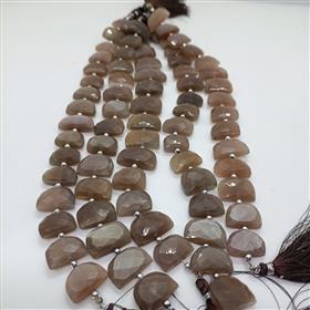 Natural D Shape Faceted Gray Moonstone Gemstone Beads
