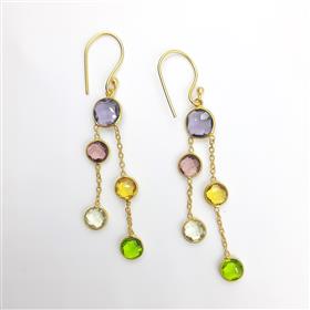 Wholesale Round Multi Gemstones Hanging Dangle Earrings