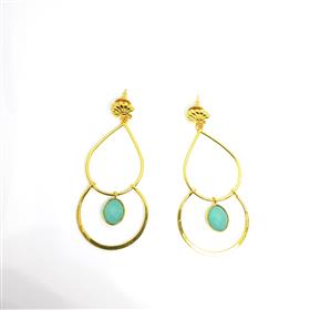Wholesale Aqua Chalcedony Gemstone Hanging Dangle Earrings