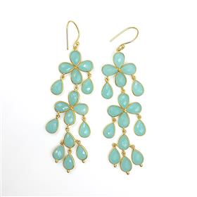 Wholesale Aqua Chalcedony Pear Gemstones Dangle Earrings