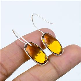 Wholesale Citrine Quartz Cushion Gemstone Dangle Earrings