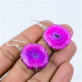 Wholesale Pink Solar Quartz Gemstone Handmade Dangle Earrings