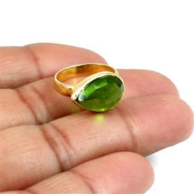 18k Gold Plated Peridot Quartz Pear Gemstone Silver Ring