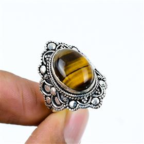 Natural Tiger Eye Gemstone Boho Rings