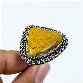 Natural Trillion Shape Ocean Jasper Gemstone Rings