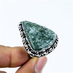 Natural Seraphinite Gemstone Boho Rings