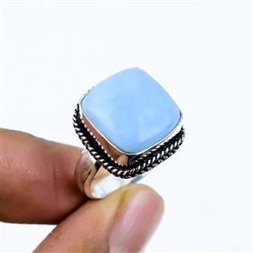 Natural Cushion Owyhee Opal Gemstone Silver Ring
