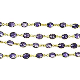 Amethyst Quartz Oval Shape Gemstones Bezel Connectors 925 Sterling Silver Chains