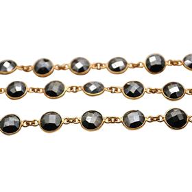 18k Gold Plated Round Pyrite Gemstones Bezel Connector 925 Sterling Silver Chains