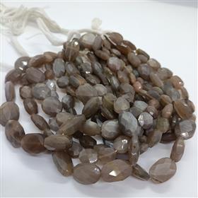 Natural Oval Shape Gray Moonstone Faceted Gemstone Beads