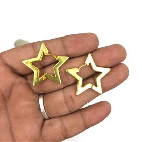 Wholesale 18k Gold Plated Star Shape Gemstone Hoop Earrings