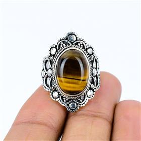 Natural Tiger Eye Gemstone Boho Rings