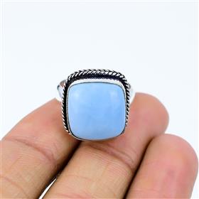 Natural Cushion Owyhee Opal Gemstone Silver Ring