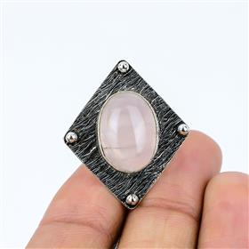 Natural Rose Quartz Oval Shape Gemstone Boho Ring